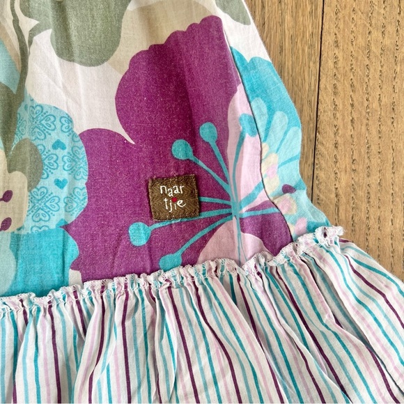 Naartjie Kids Sundress Blue Purple Floral Smocked Ruffles Tiered Size XL 7 Years - Picture 4 of 9